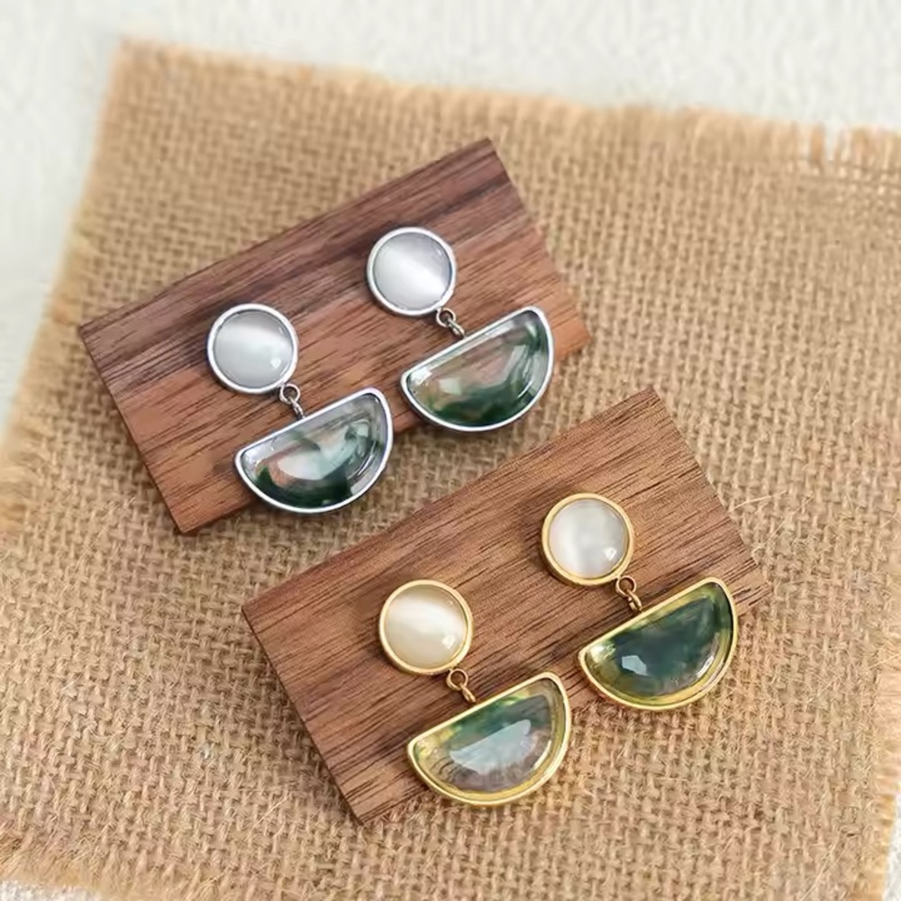 TWO PAIR FOR $55💎*Unique Abstract 18K Gold Plated Resin Drop Earrings*ML - Picture 2 of 11